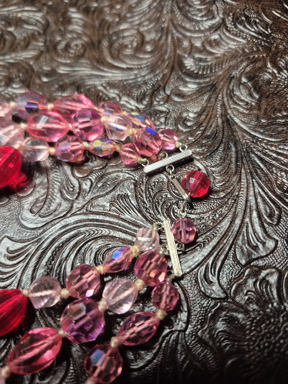 Pink Multi-Strand Faceted Bead Necklace - Picture 2 of 5